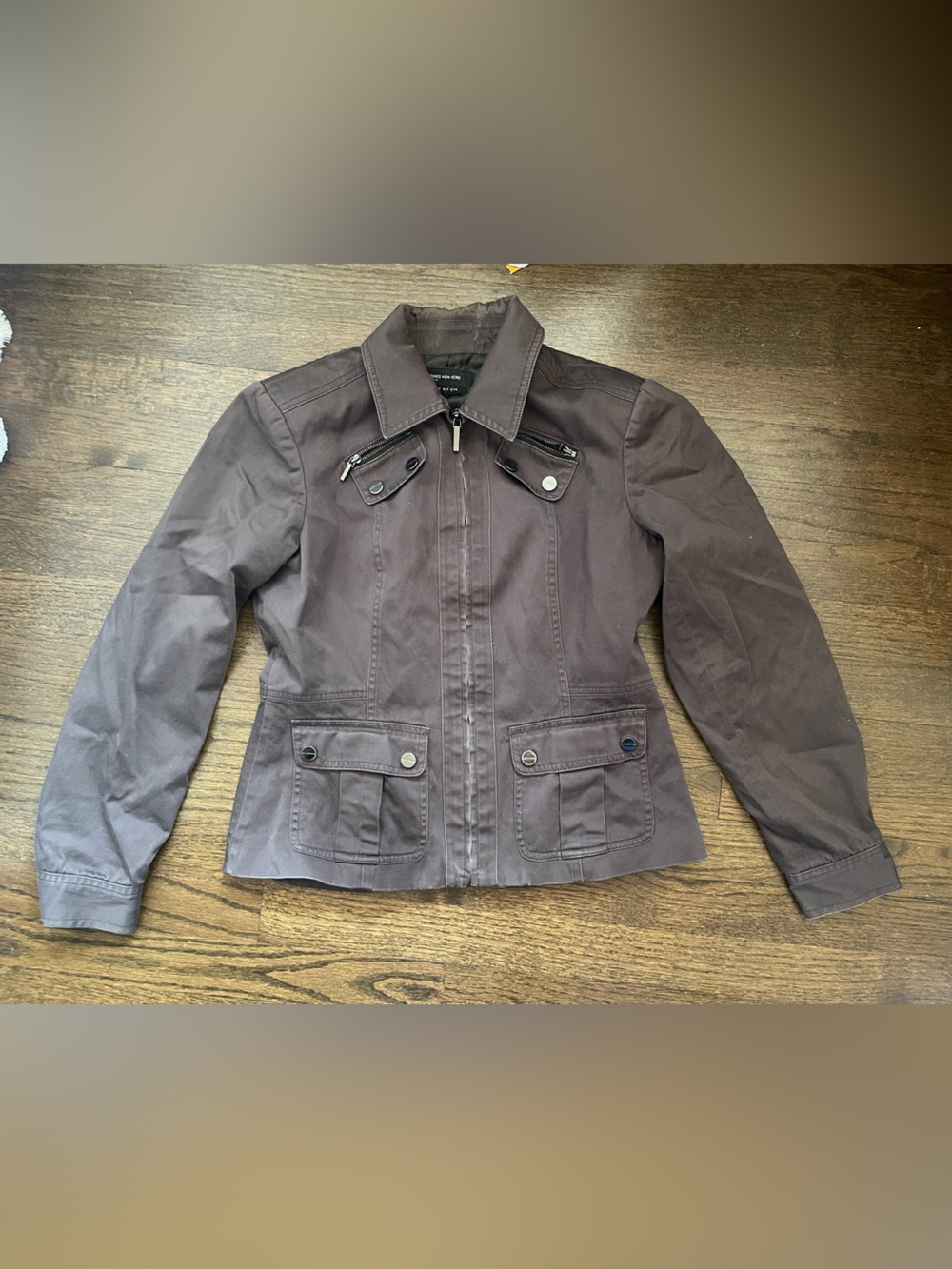 Jones New York Brown Utility Zip Jacket